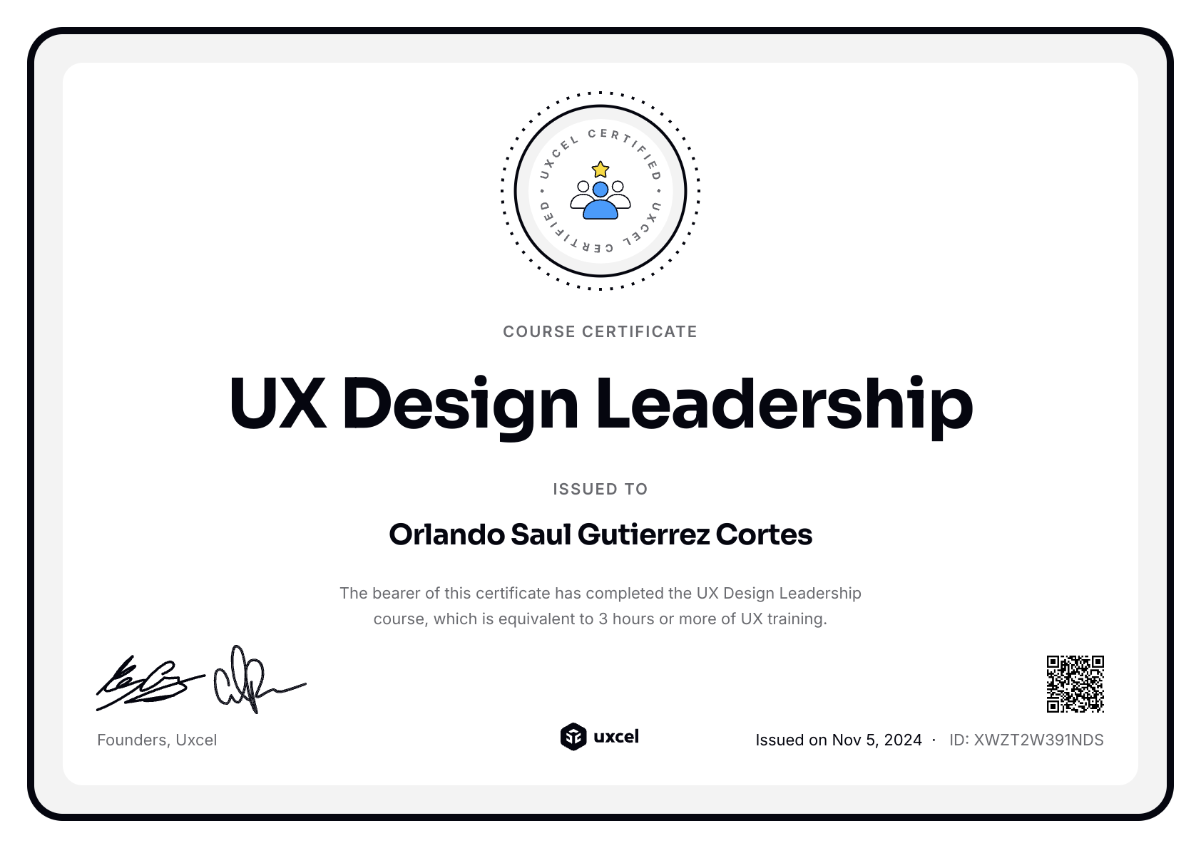 Orlando Saul Gutierrez Cortes's certificate